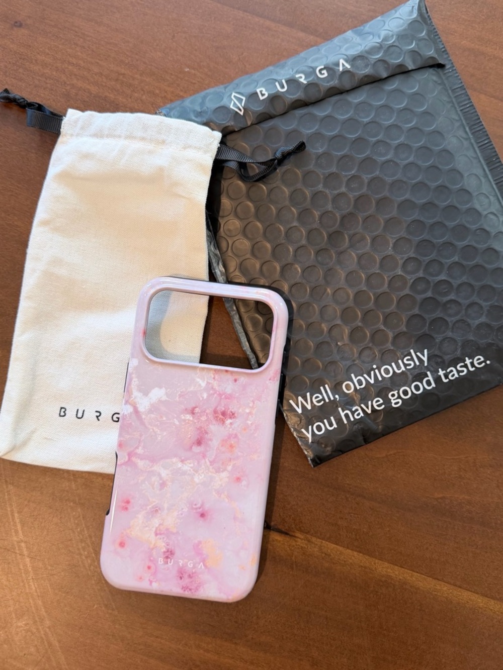 Burga iPhone 17 Pro Max phone case, MagSafe “Golden Coral” marble